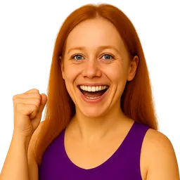 Empowering vibe icon: smiling character raising a fist