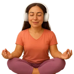 Relaxing vibe: woman meditating with headphones