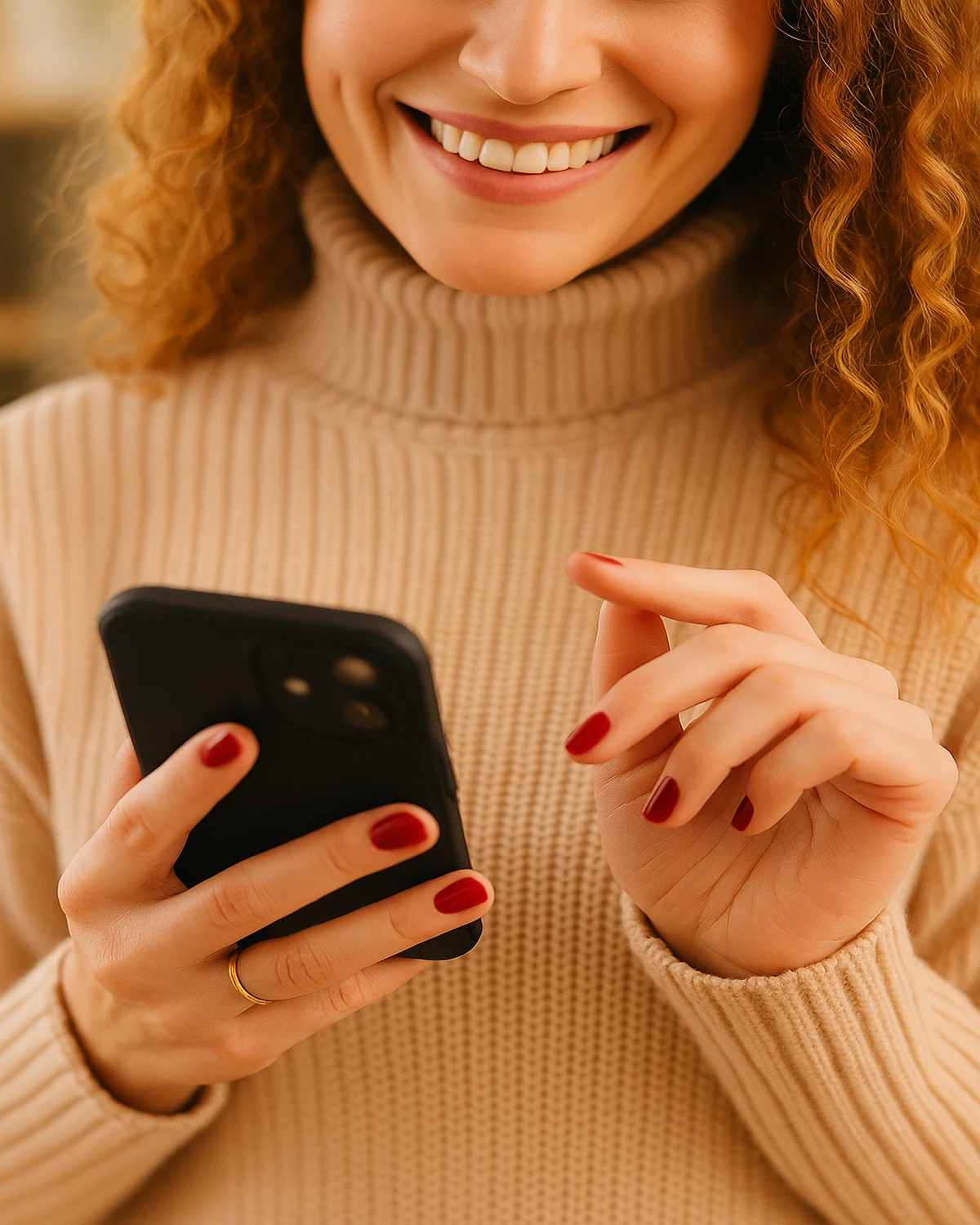Romantic before & after workspace scene — soft pink tones, hands on laptop with lilac nail polish and coral roses