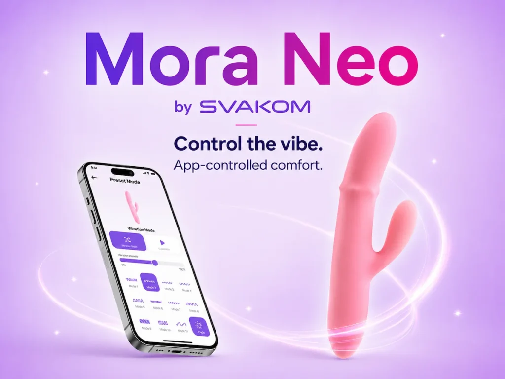 Mora Neo by SVAKOM app-controlled intimate wellness device with smartphone vibration settings