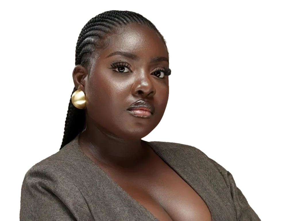 Confident woman in a grey blazer, representing empowered self-trust and intentional choice for a beginner guide.
