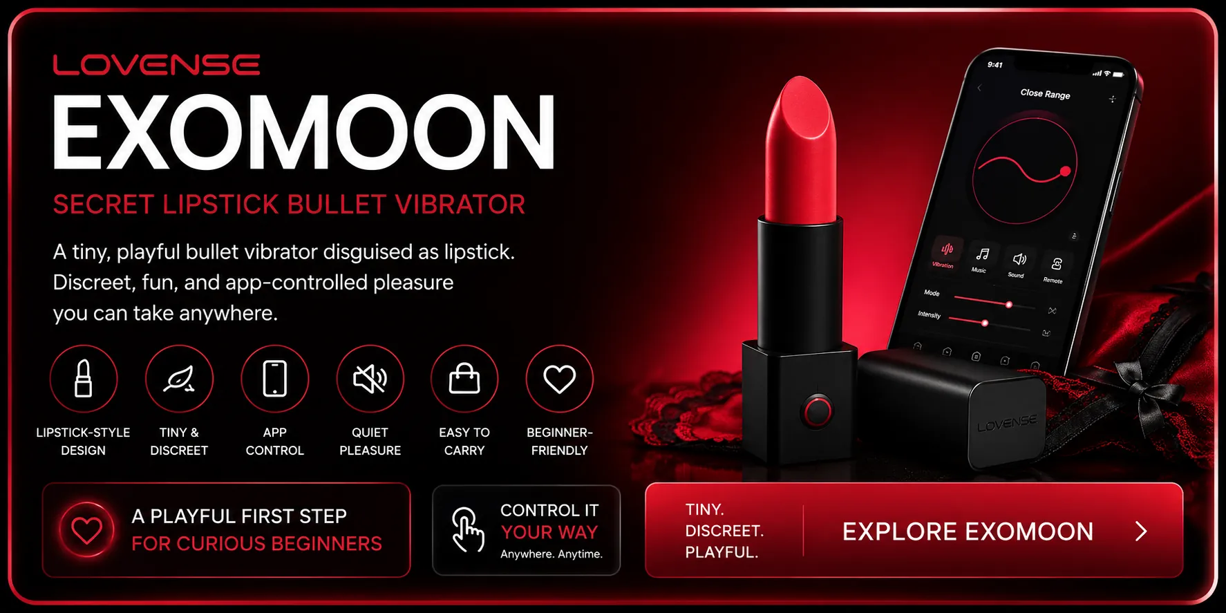 Lovense Exomoon secret lipstick bullet vibrator playful beginner recommendation banner