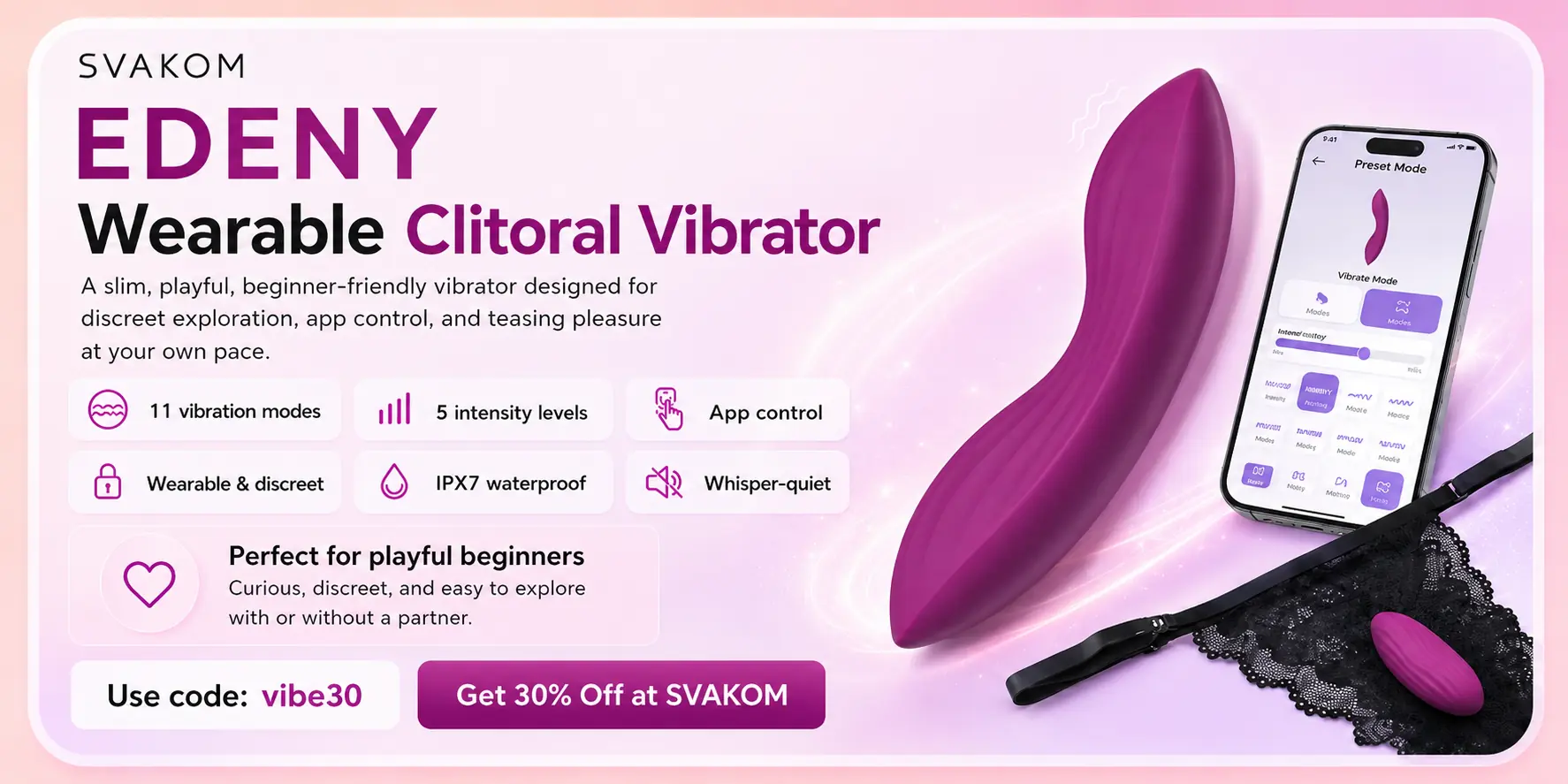 SVAKOM EDENY wearable clitoral vibrator relaxing beginner recommendation banner