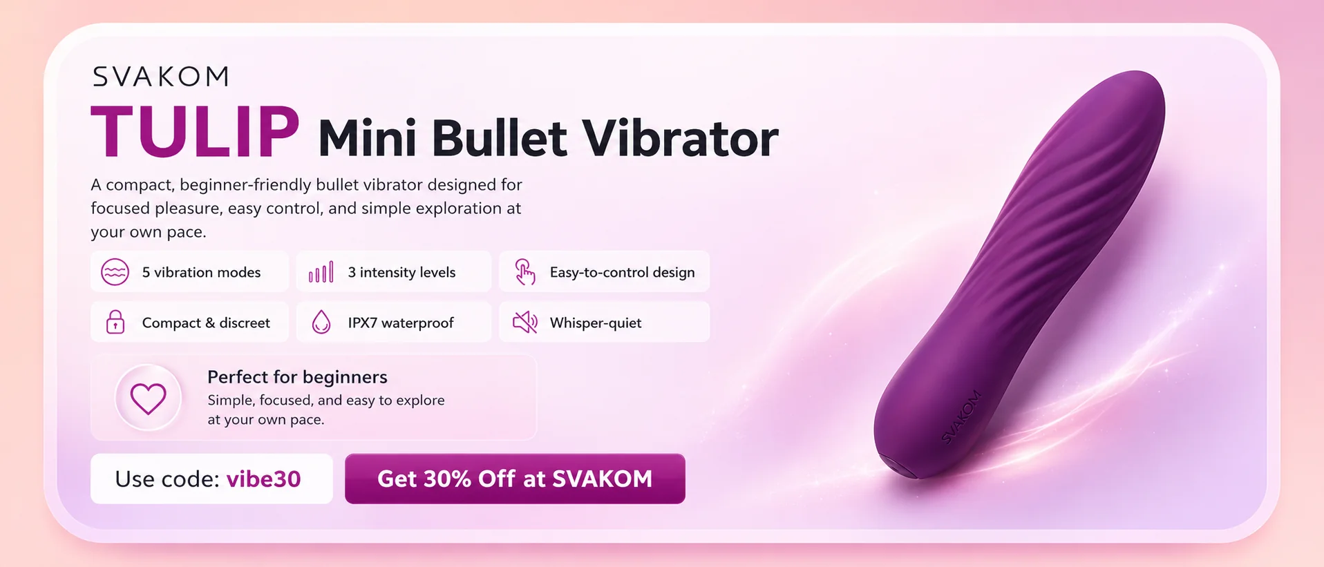 SVAKOM TULIP mini bullet vibrator beginner recommendation banner